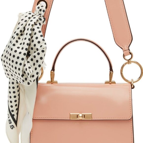 New! Marc Jacobs The Downtown Satchel Bag -Pink smooth leather with bag scarf - Picture 3 of 11